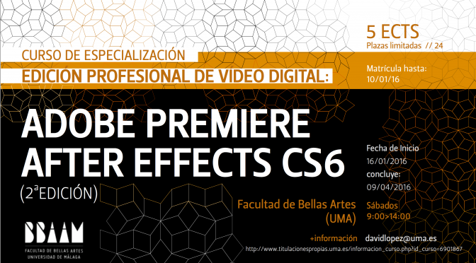 II CURSO DE EDICIÓN PROFESIONAL DE VÍDEO: ADOBE PREMIERE CS6 Y AFTER EFFECTS CS6