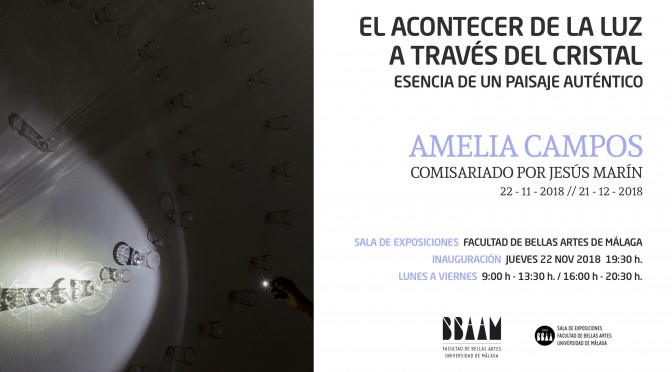 Exposición: “El acontecer de la luz al través del cristal, esencia de un paisaje auténtico”, de Amelia Campos. 22/11/18. 19:30. Sala  Exp. F.  BB.AA.